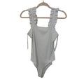 Entro White Ribbed Ruffled Tank Sleeveless Bodysuit Basic Casual Normcore Layer