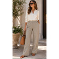 Emanuel Ungaro Women's Linen Dress Pants Straight Neutral Capsule Wardrobe 4