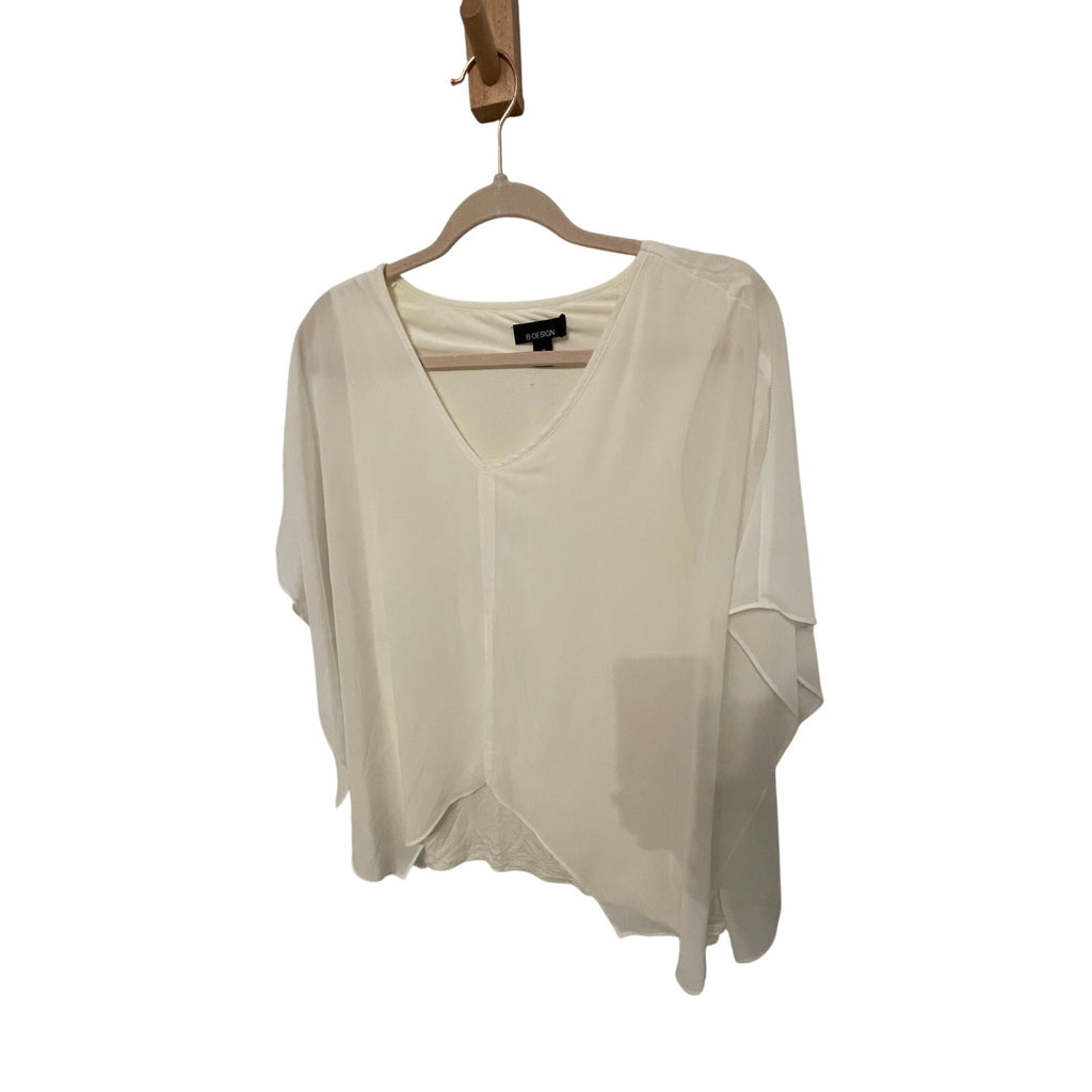B Design M Whimsy Ethereal Fairy Dainty White Short Sleeve Chiffon Blouse