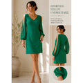 Sweet Storm Emerald Green Cold Shoulder Mini Dress Split Sleeve Cocktail S Y2K