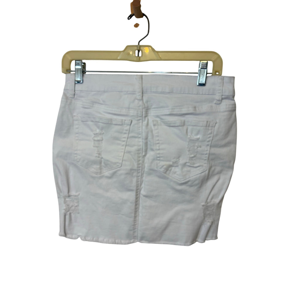 WAX Jean White Denim Mini Skirt Distressed Raw Hem Women’s Medium