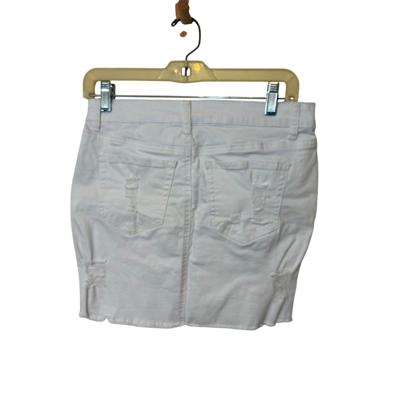 WAX Jean White Denim Mini Skirt Distressed Raw Hem Women’s Medium