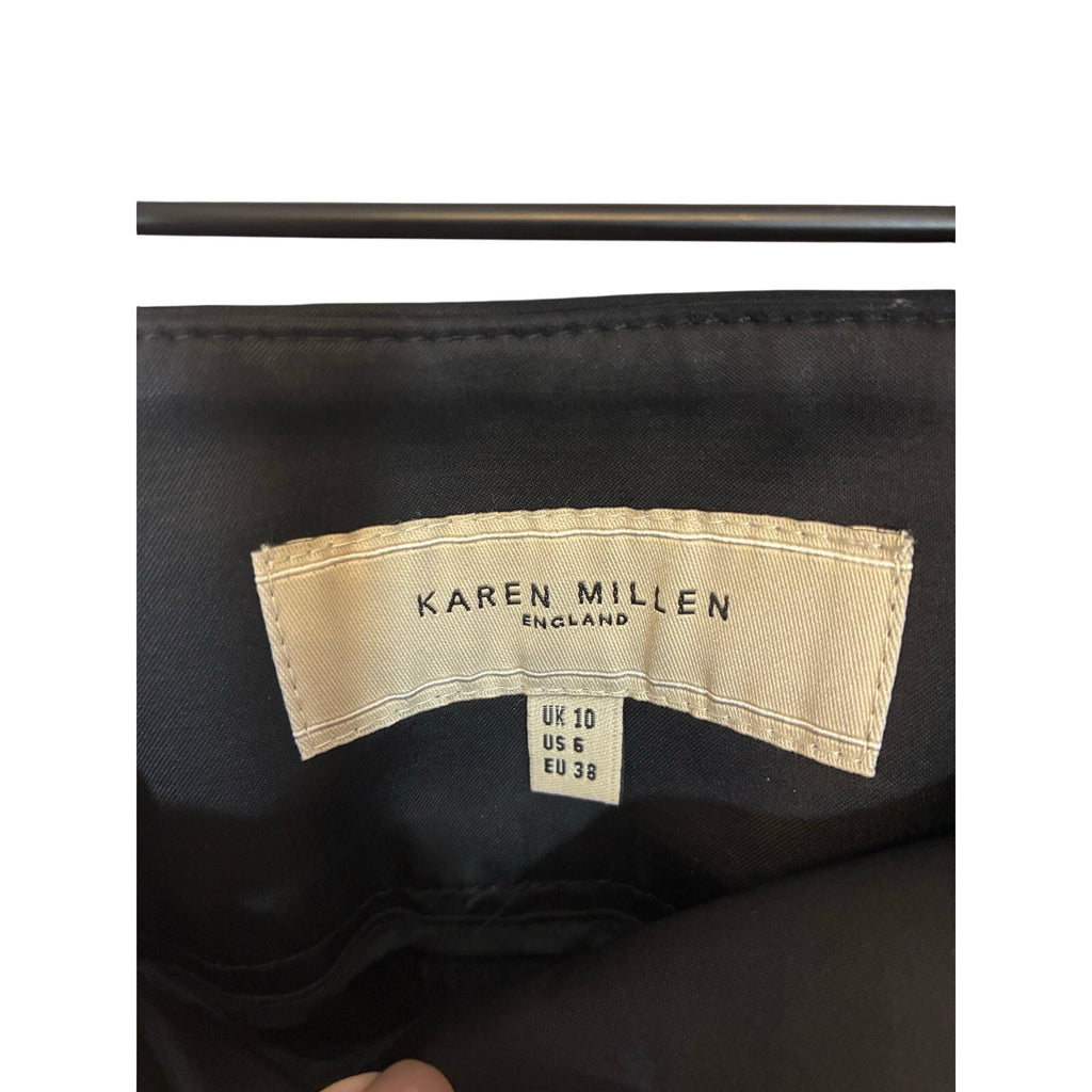 Karen Millen England Black Wool Blend Women's Career Office Pants 6 Corpcore