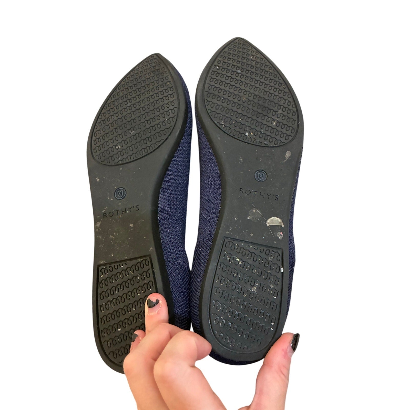 Rothy's The Point Women Maritime Navy Blue Luxury Flats 9.5 Minimalist Washable