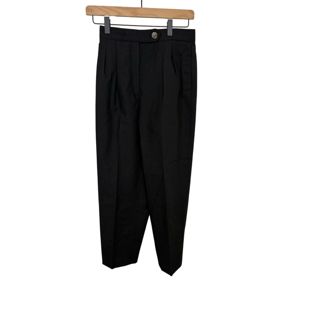 Vintage Liz Claiborne Wool Blend Trousers Women's Black High Rise Pleated Pants