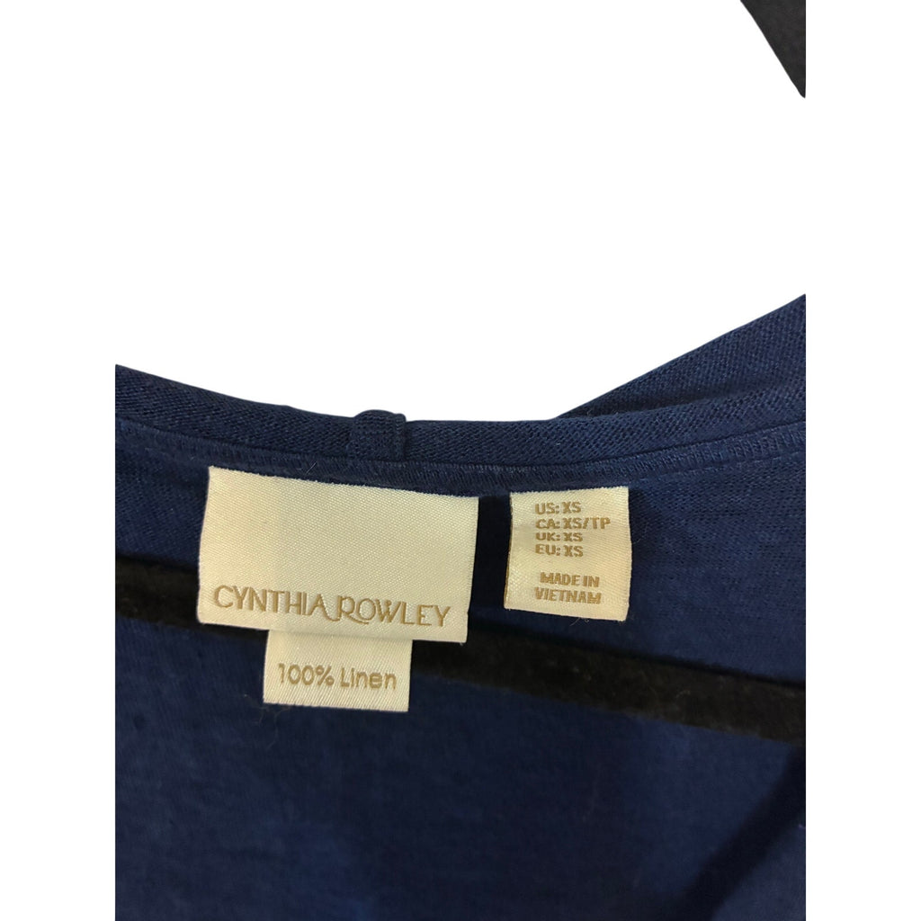 Cynthia Rowley Navy Linen Cardigan Lightweight Open Front Long Sleeve Women’s XS