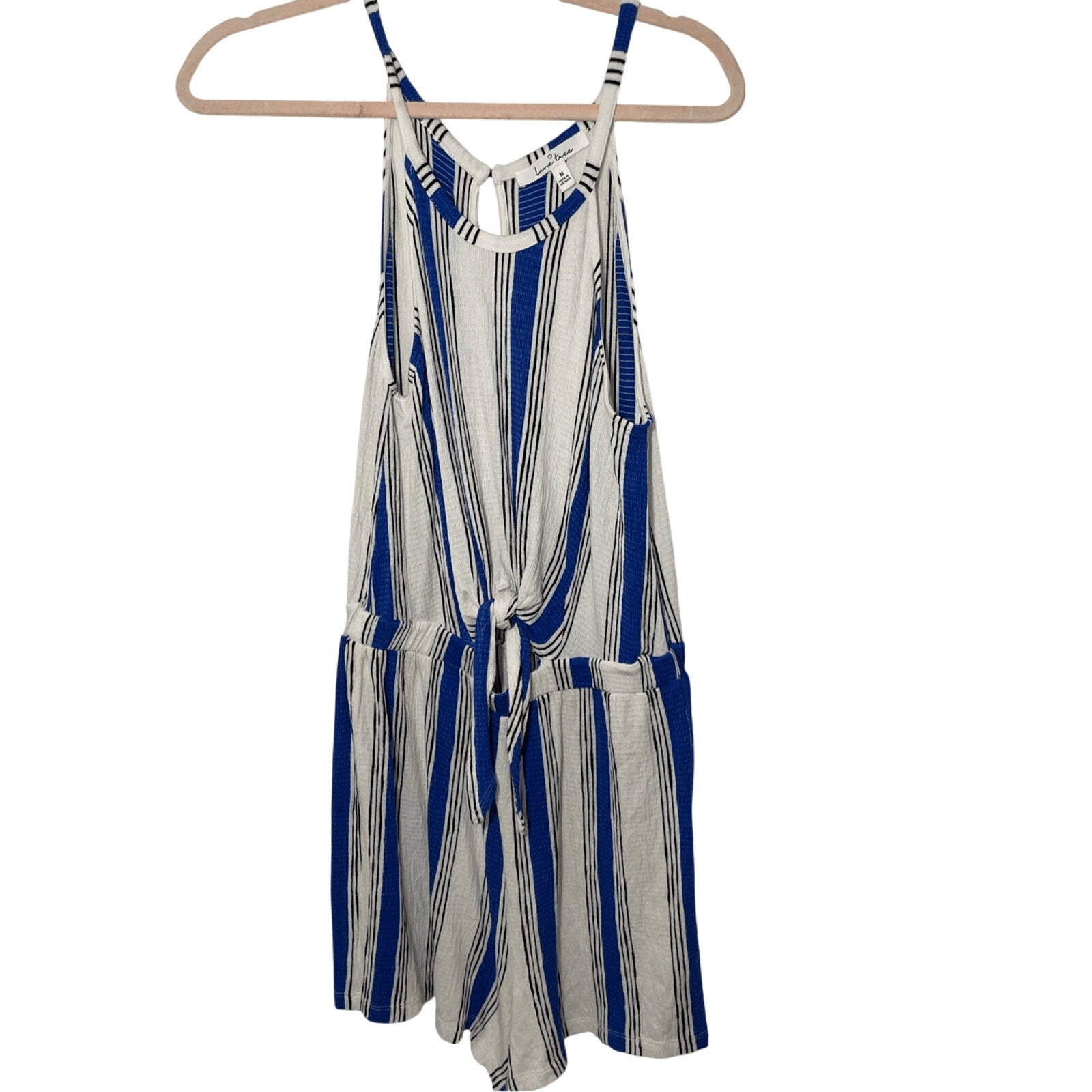 Women's Lovetree Beachcore Lagenlook Coastal Grandma Beachy Stripe Romper SZ M
