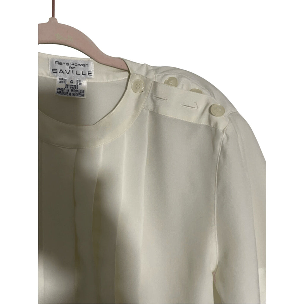 Rena Rowan Vintage Cream Preppy Academia 60's Femme Minimalist Blouse Sz 4