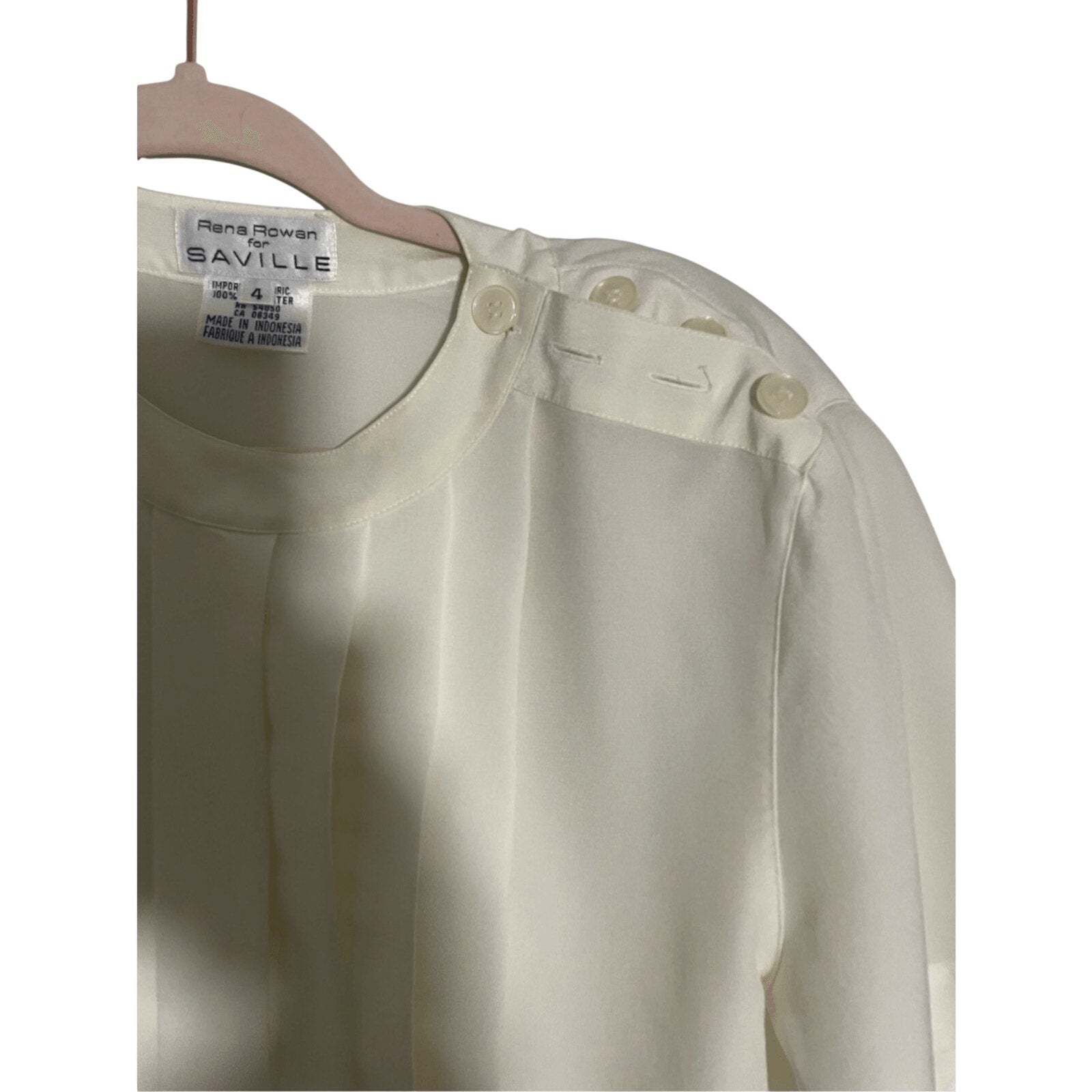 Rena Rowan Vintage Cream Preppy Academia 60's Femme Minimalist Blouse Sz 4