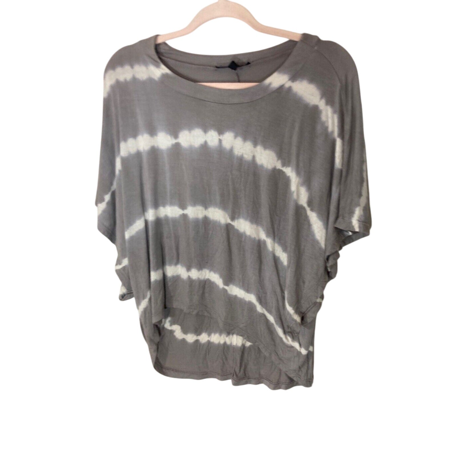Paraphrase Gray TieDye Top Womens XS Oversized Y2K Grunge Lagenlook Short Sleeve