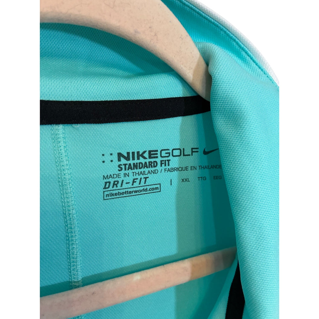 Nike Golf UV Dri Fit Polo Shirt Men’s XXL Green Blue Perforated Polo Golf Sports