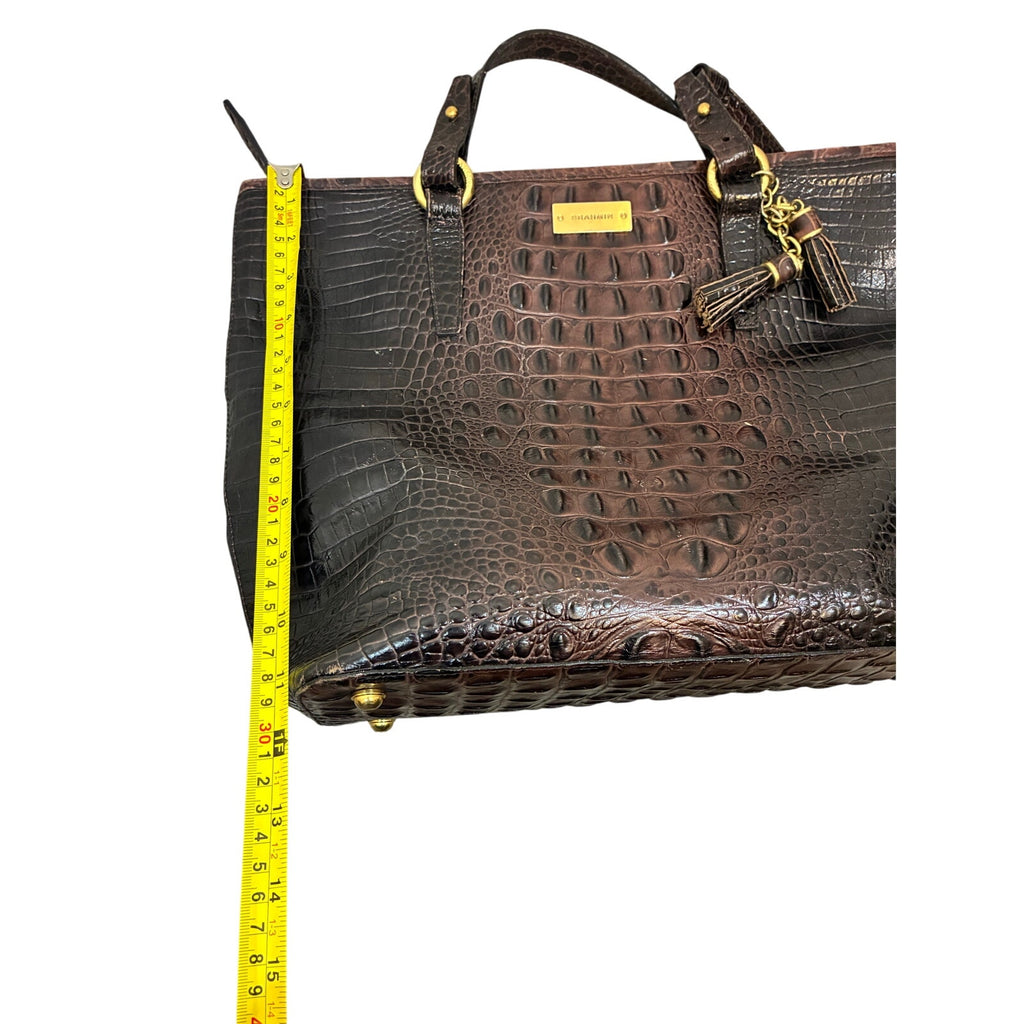 Brahmin Coquette Pecan Melbourne Croc Embossed Leather Medium Asher Tote Bag EUC