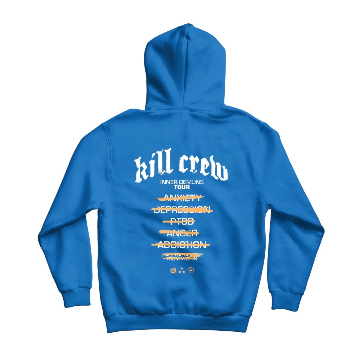Kill Crew Inner Demons Tour Graphic Hoodie Blue White Unisex 4XL Streetwear