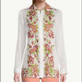 Chico's Coconut Floral Western Equestrian Rodeo Ranch Boho Button Up Cotton Top