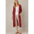 J.Jill Open Knit Long Line Cardigan Cranberry Crochet Open Front Sweater Women S
