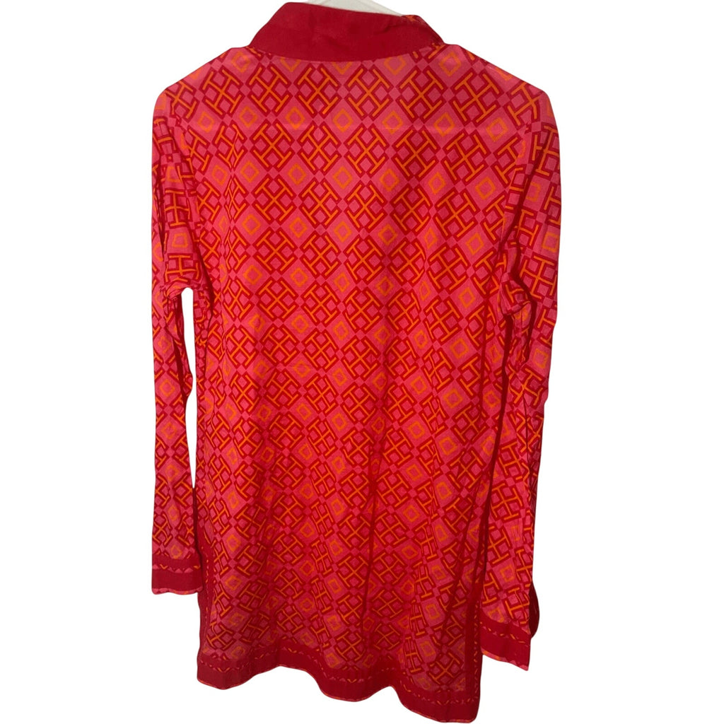 NWOT Tori Burch Honeysuckle Cotton Resortwear Printed Red Pink Tunic