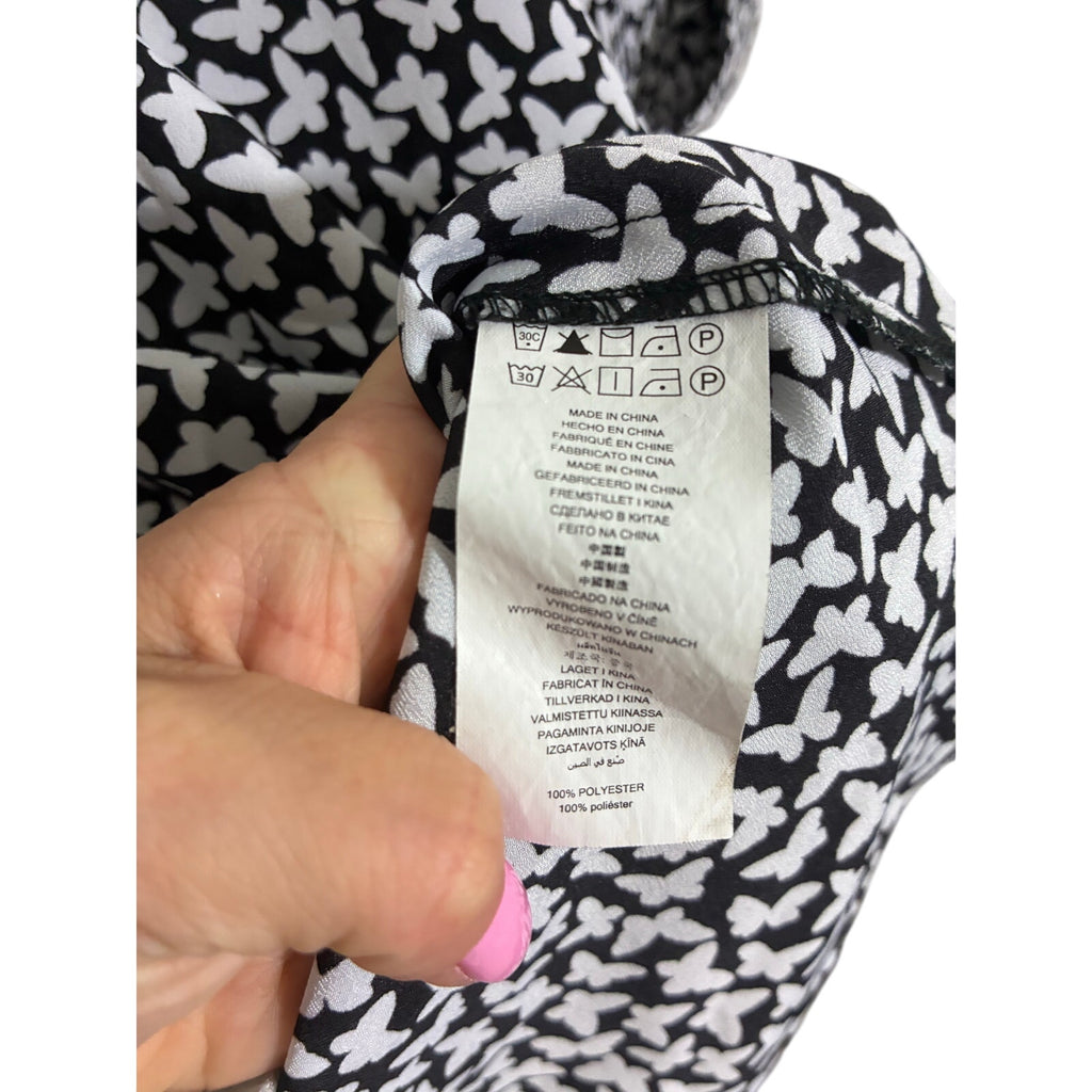 Michael Kors Blouse Butterfly Novelty Print Casual Preppy Minimal Mute Modest S