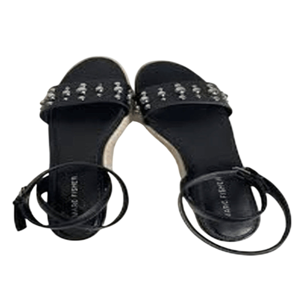 Marc Fisher Joyce Espadrille Platform Sandal Black 8 Casual Preppy Summer Jute 8