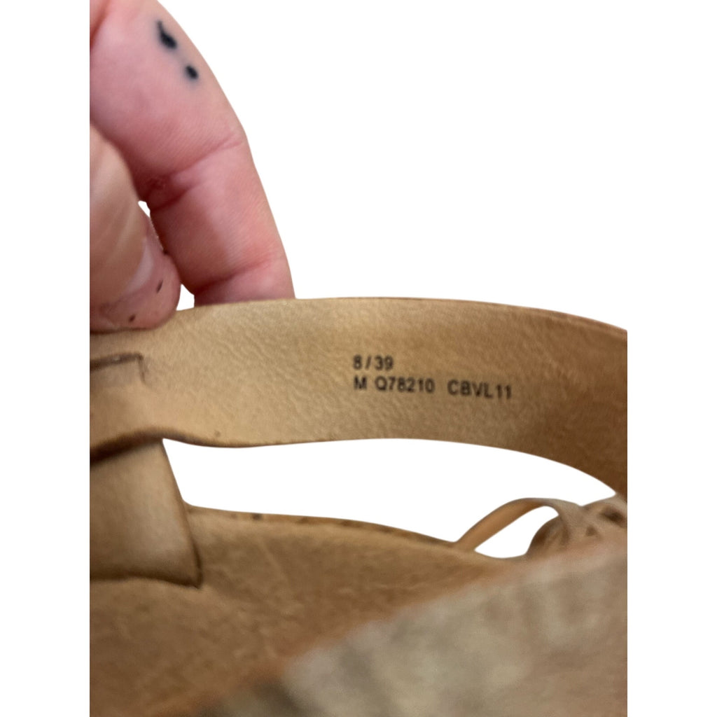 Korks By Kork Ease Women's Beige Leather Cork Wedge Sandals Size 9 M Ankle Strap