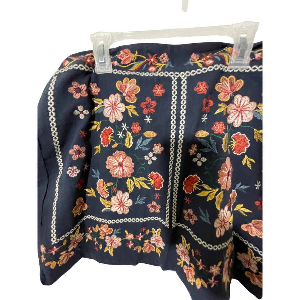 Umgee Western Floral Dainty Coquette Boho Mini Skirt Linen Cotton Fun Quirky L