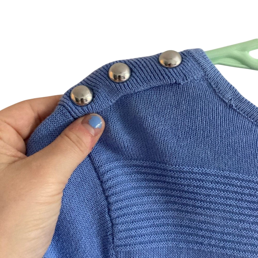Chico's Striped Old Money Cotton Blue Minimalist Jackie Kennedy Elegant Blouse