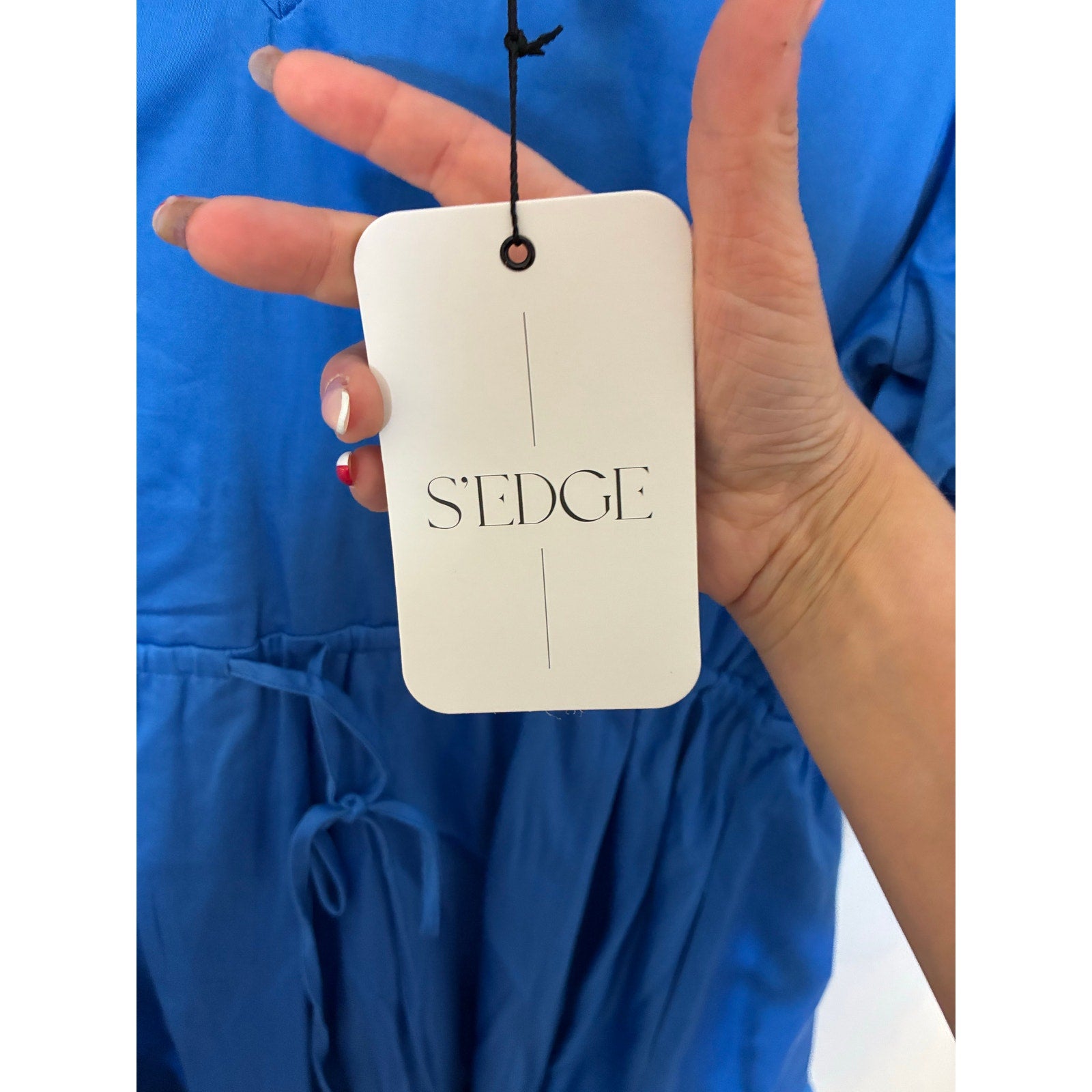 NWT S’Edge Delilah Puff Sleeve Mini Dress Blue Prep Minimalist Stretchy Girly M
