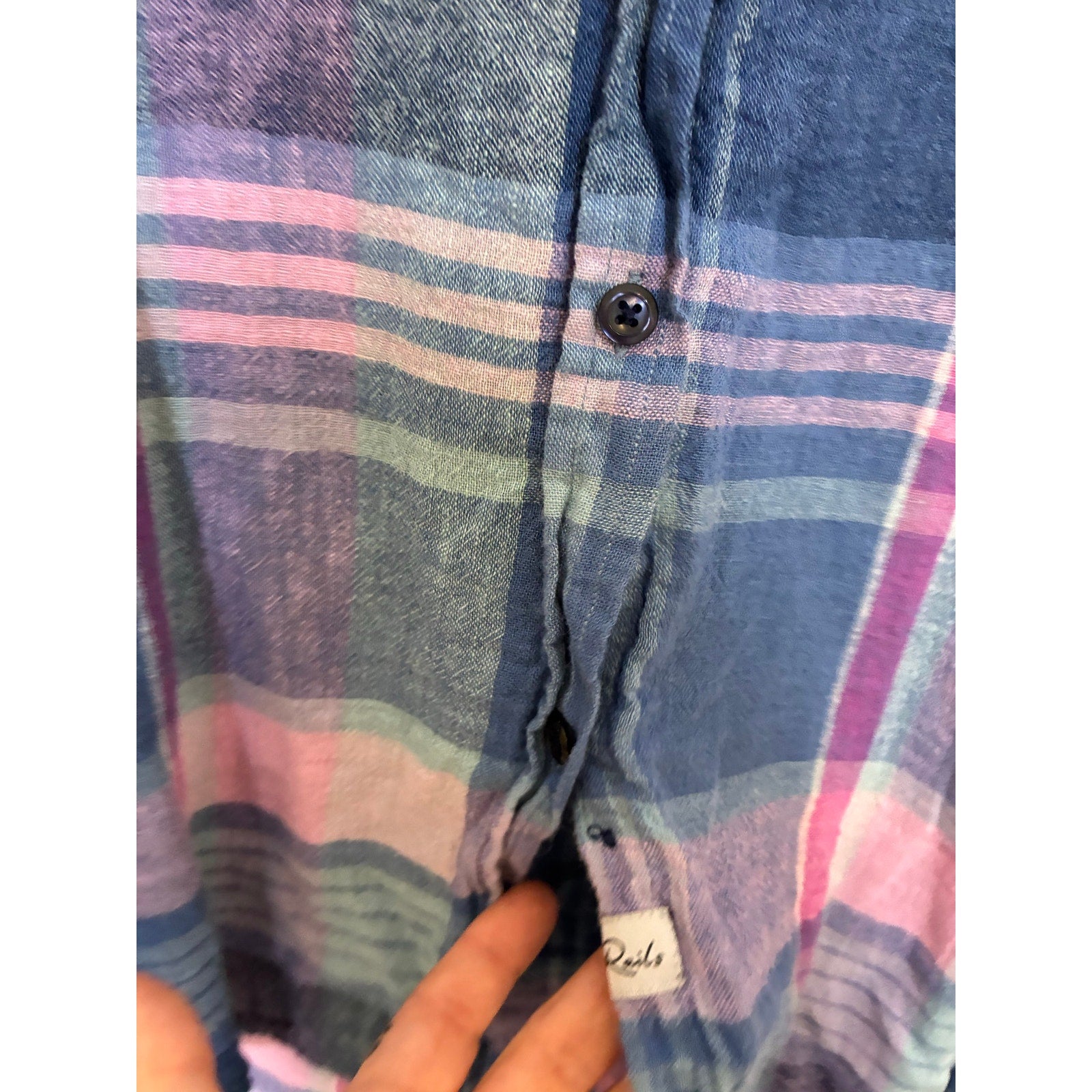 RAILS Charli Laguna Coast Plaid Shirt Blue Pink Coastal Preppy Button Front S