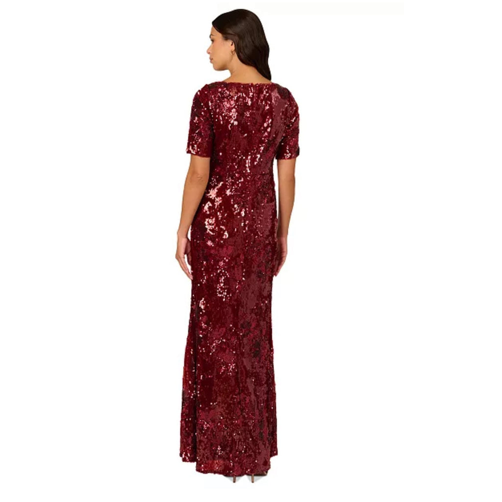 NWT Adrianna Papell Women's Square-Neck Sequin Gown Event Glam Glitz Sparkle 2