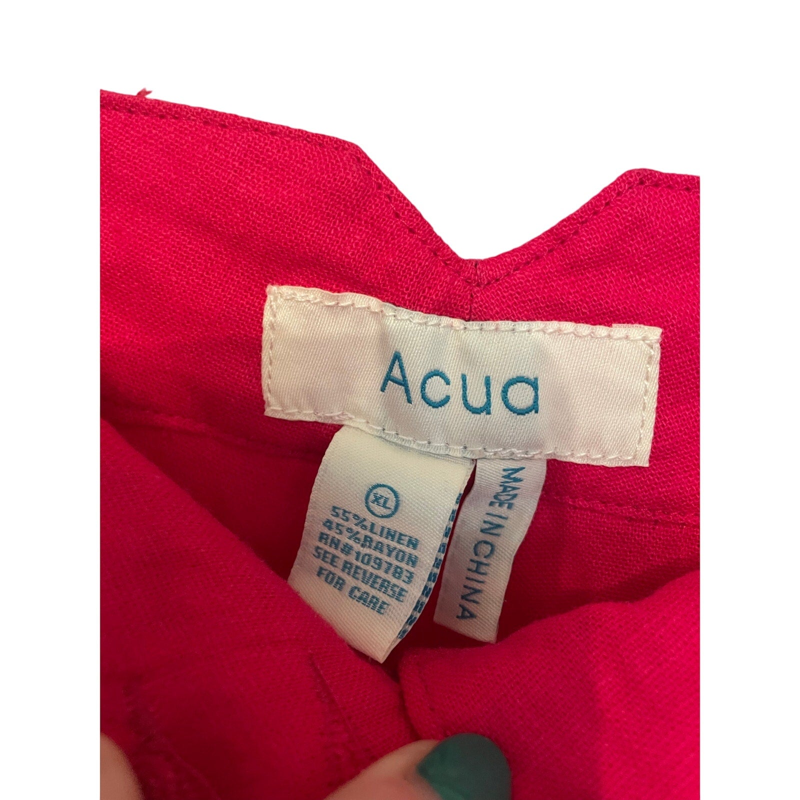 Acua Pink Barbie Linen XL Coastal Grandma Lagenlook Casual Straight Leg Pants