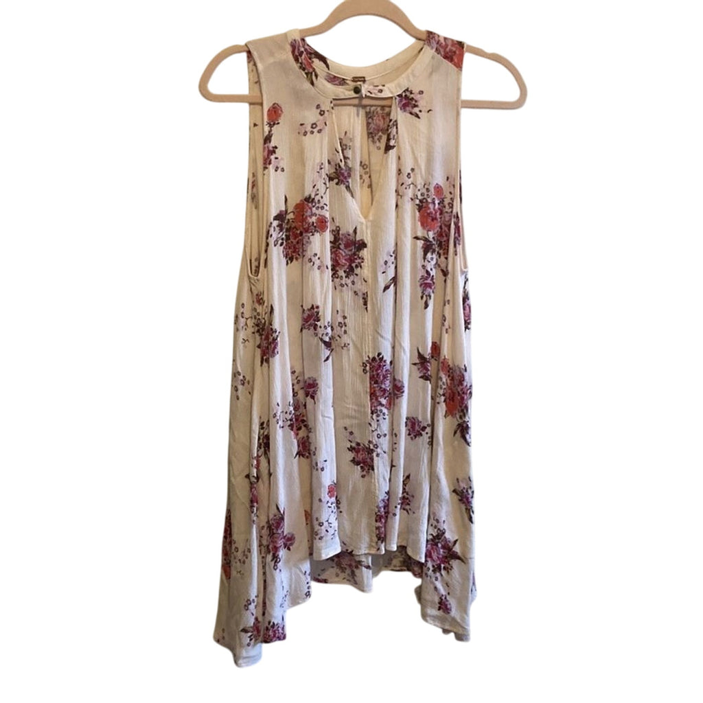 Free People Boho  Western Bloomcore Tunic Floral Flowy Peephole Tank Dress SZ XS