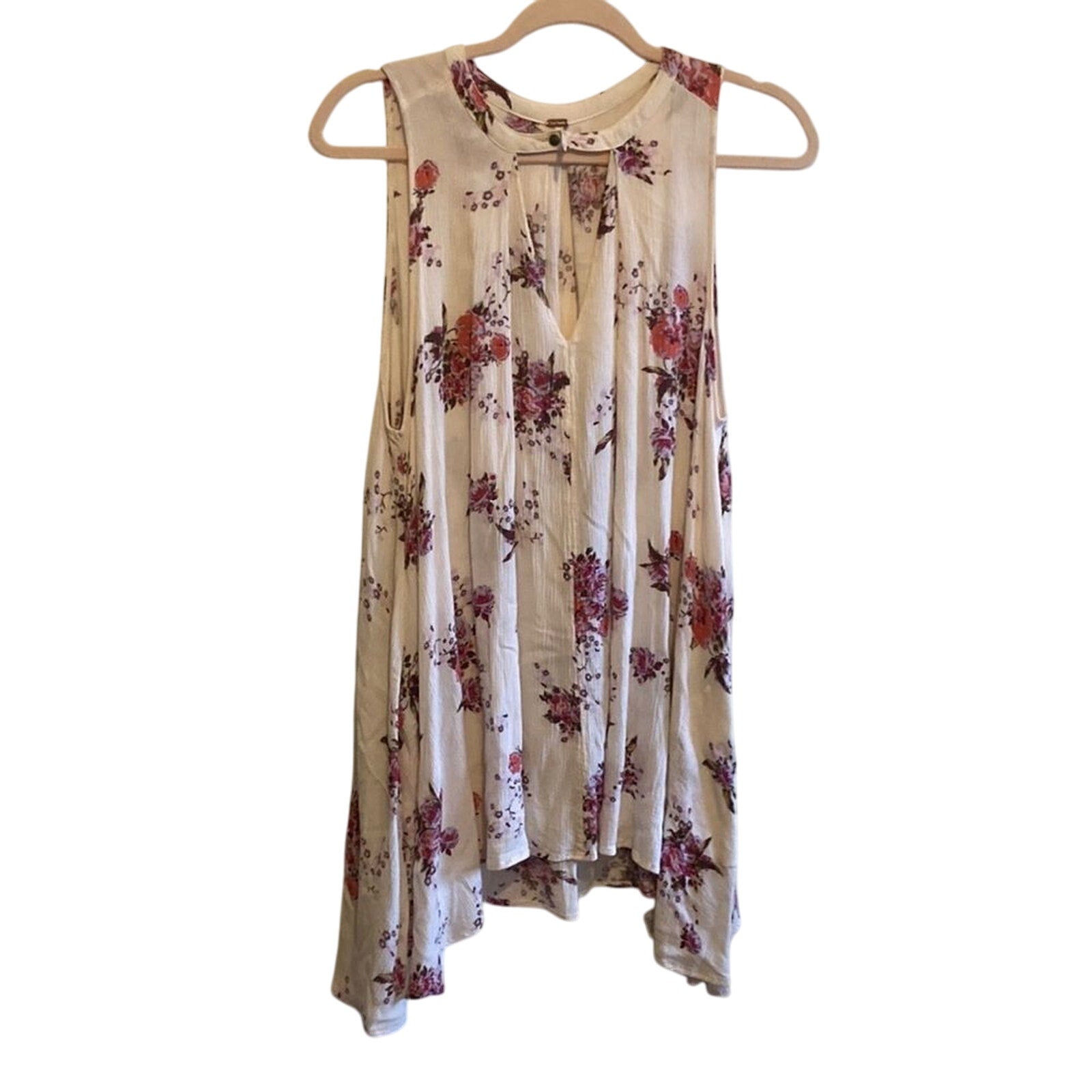 Free People Boho  Western Bloomcore Tunic Floral Flowy Peephole Tank Dress SZ XS