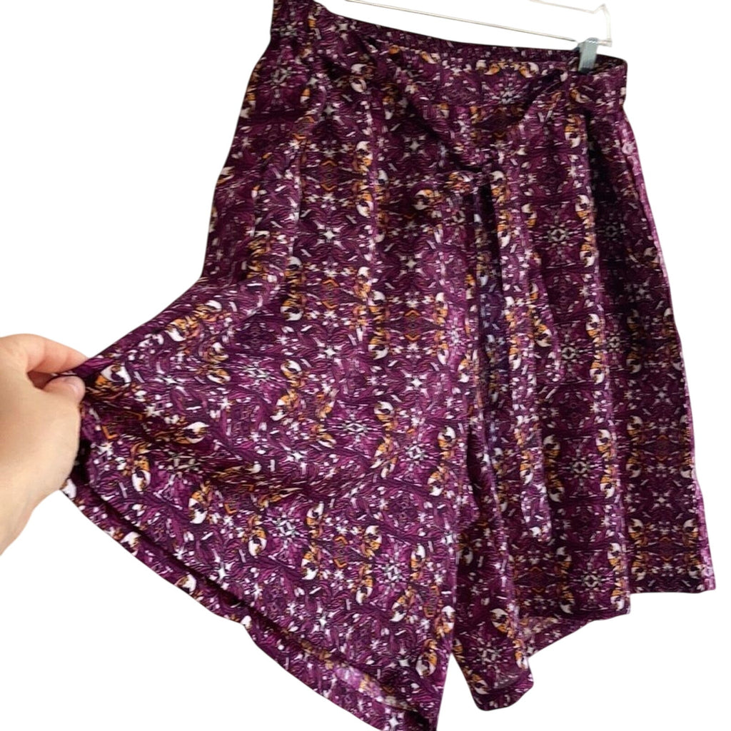 Ashley Stewart Paisley Boho Culotte Novelty Print Art to Wear Flowy Shorts