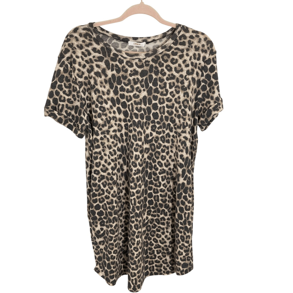 Cherish Medium Women's Cheetah Print Slip On Mob Wife Grease T-Shirt Dress
