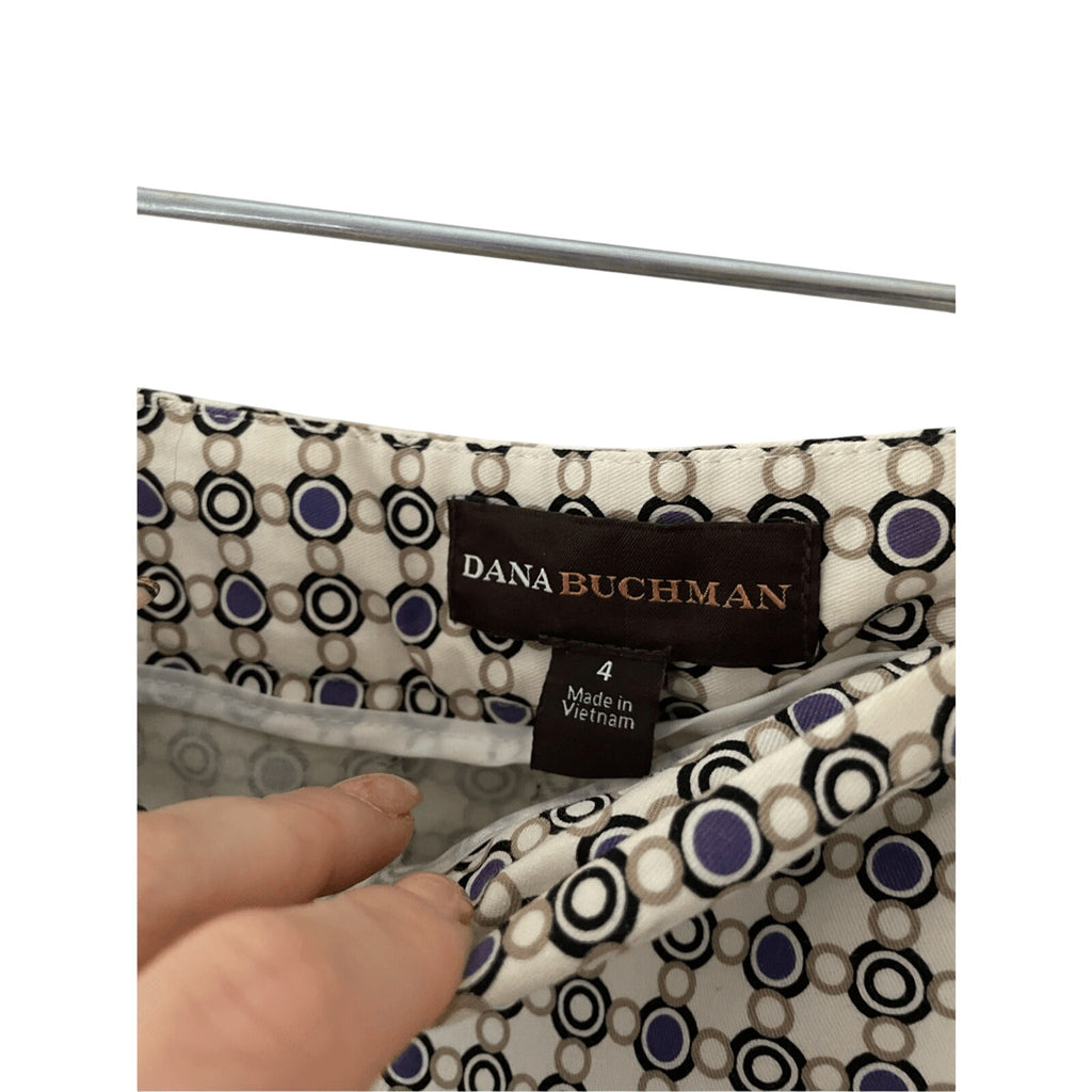 Dana Buchman Women's Retro White Novelty Print Cotton Pixie Dress Slacks