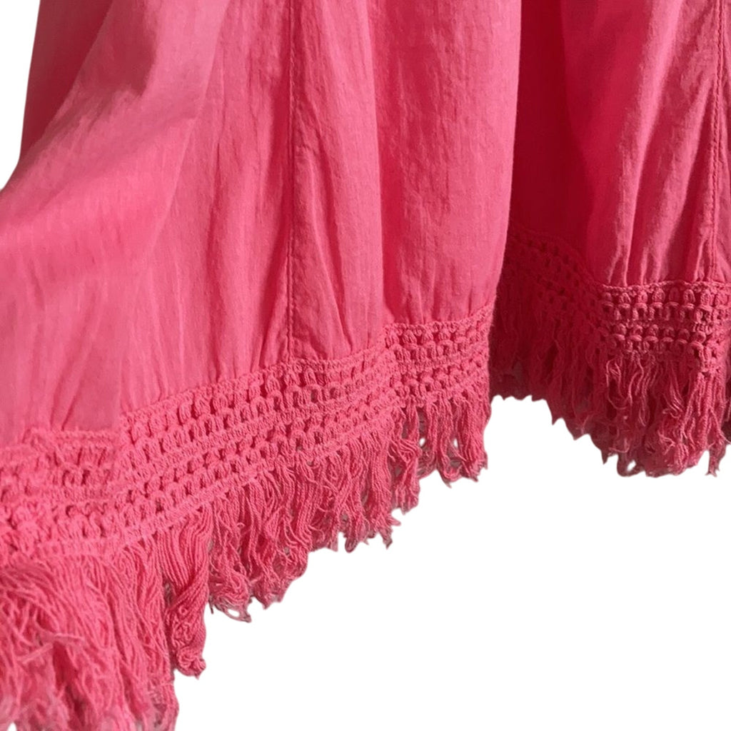 Pure Hem Ombre Embroidered Pink Midi Dress
