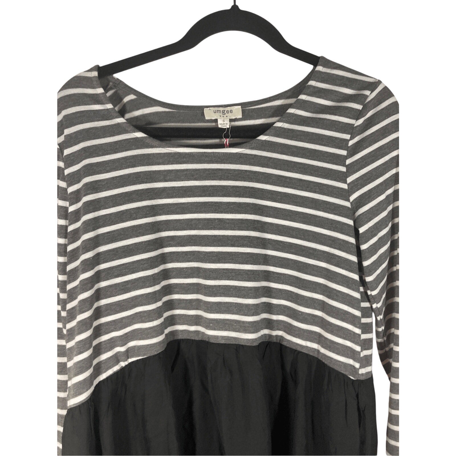 NWT Umgee Women's Small Long Sleeve Stripe Dress Minimalist Preppy Mute Stripe