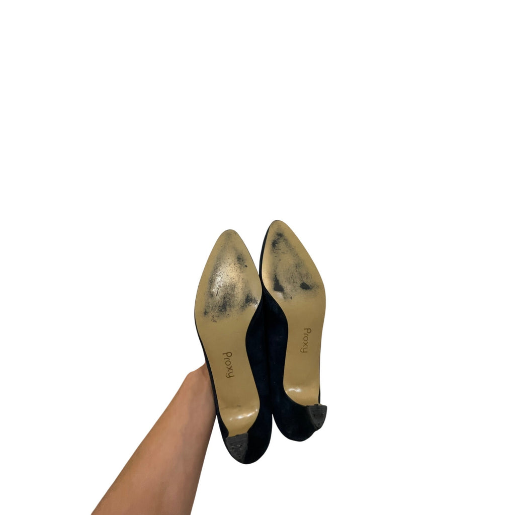 Vintage Proxy Women's Navy Velvet Dress Shoes Size 8 N Femme Retro 60's Kitten