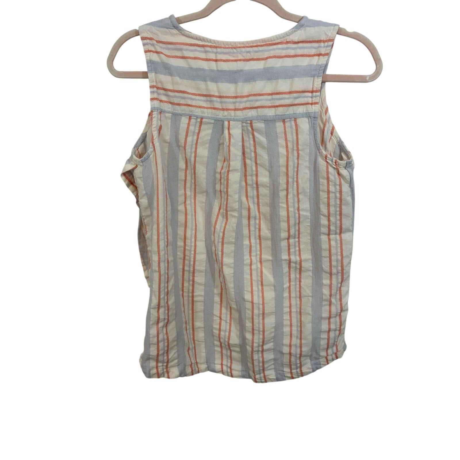 Sigrid Olsen Linen Cotton Blend Striped Tank Top Women’s Coastal Lightweight S
