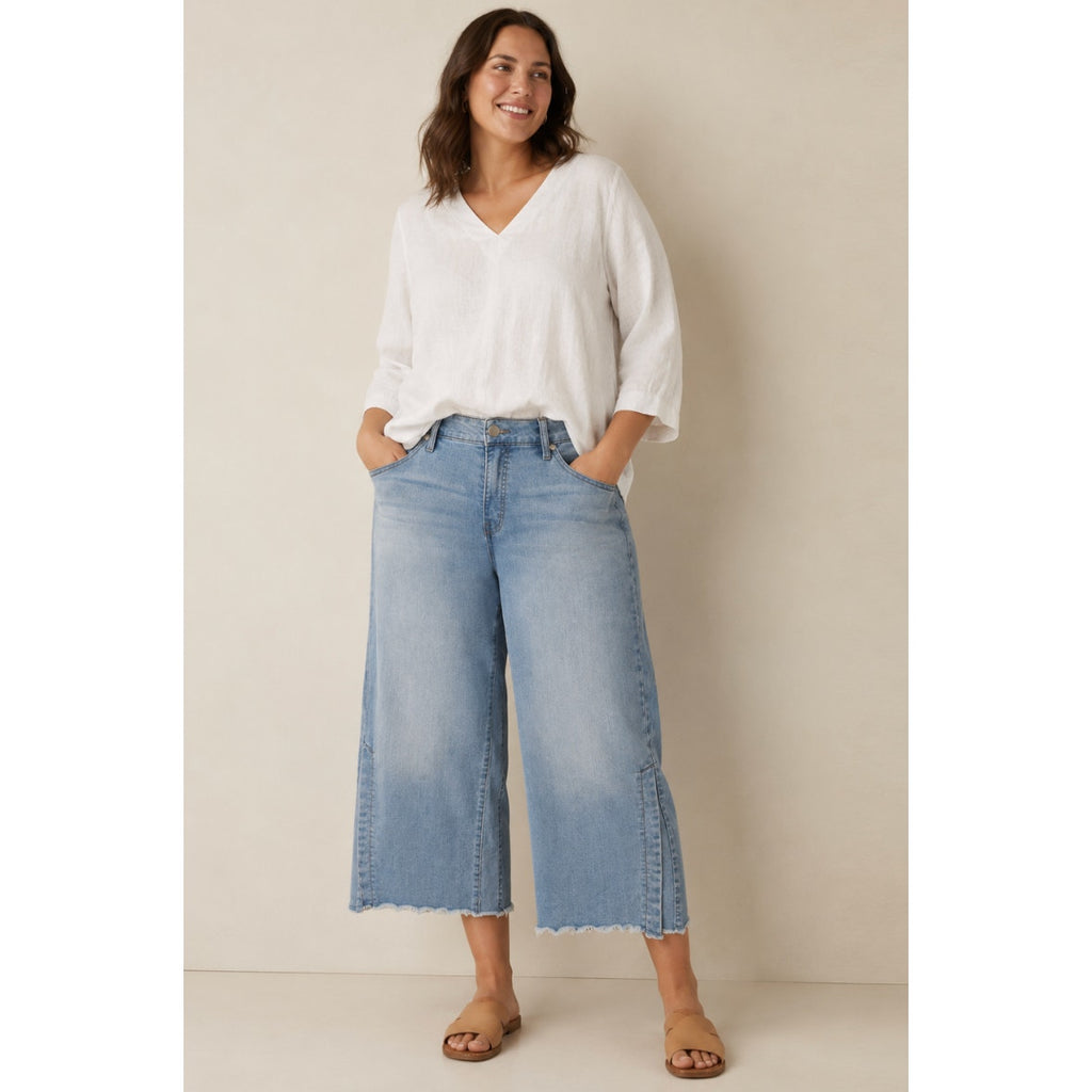 Seven7 Coulotte Release Hem Cropped Jeans Relaxed Barrel Light Wash Denimcore 12
