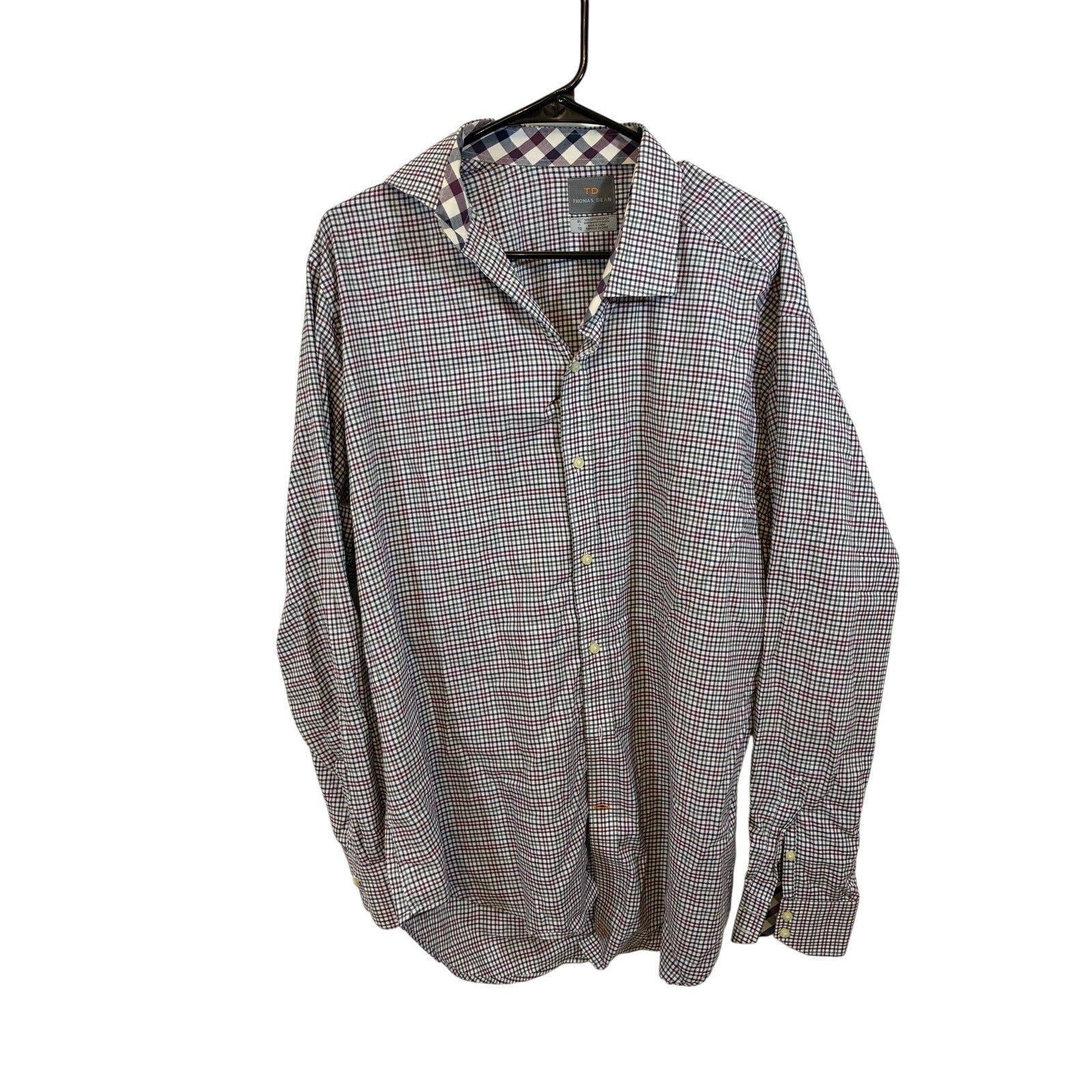Thomas Dean Men’s Plaid Button Down Shirt XL Long Sleeve Multicolor Preppy