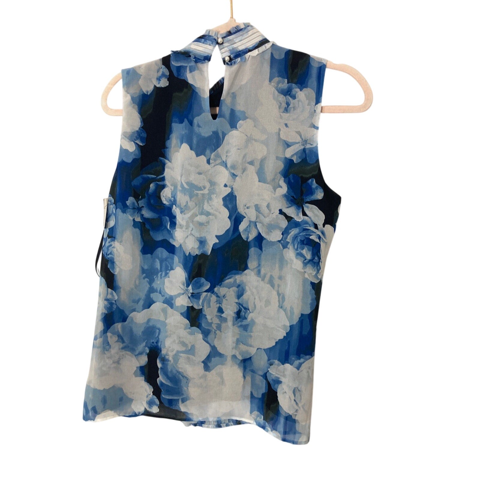 NWT Karl Lagerfeld Floral Peephole Ruffle Bloomecore Office Blouse