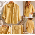 Soft Surroundings XS Yellow Rustic Button Up Farmhouse Utility Gorpcore Blouse