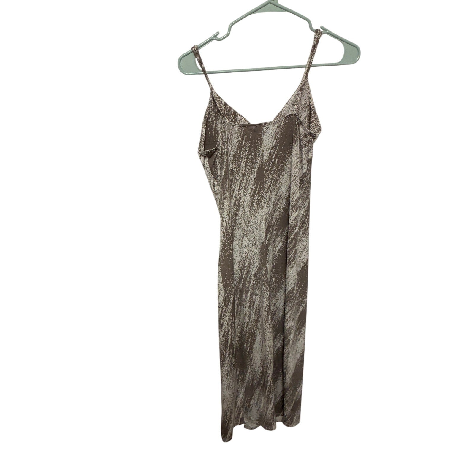Forever 21 Sleeveless Midi Slip Dress M Beige Taupe Abstract Print Spaghetti