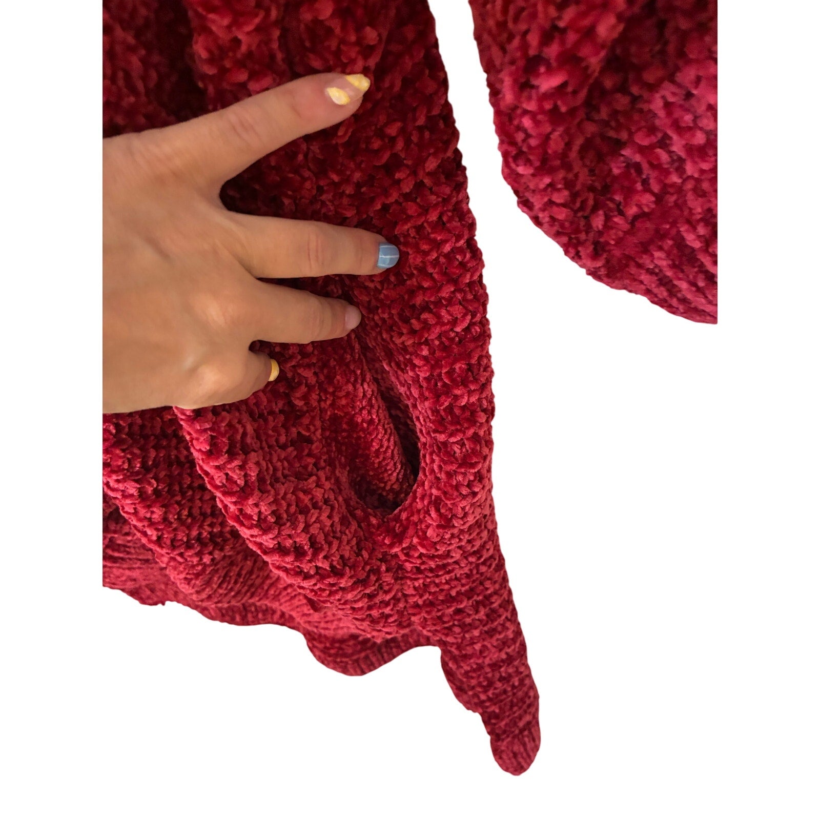 Shop The Mint Oversized Red Cardigan Sweater Folklore Cozy Lounge Boho Western S