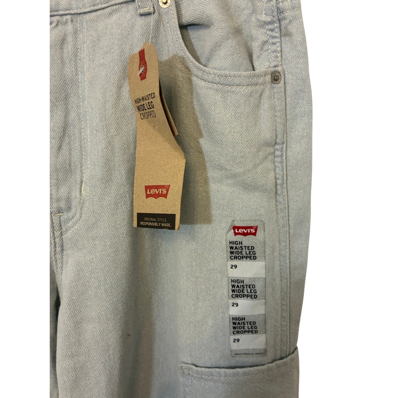 NWT Levi’s Ribcage Straight Ankle Super High Rise Light Baggy Carpenter Cargo 29