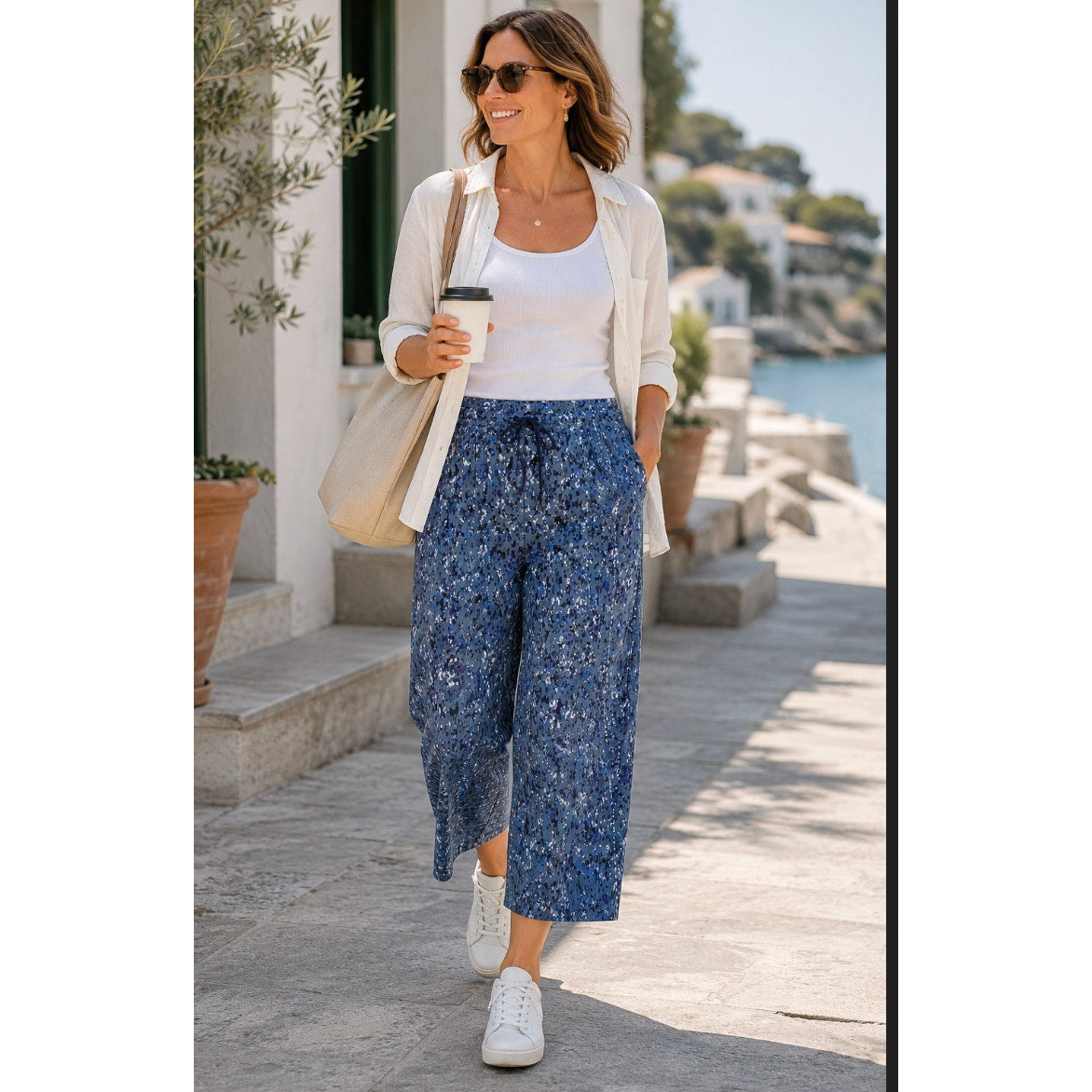NWT Athleta Avenue Wide Leg Crop Pant Granite Blue Normcore Casual Relaxed