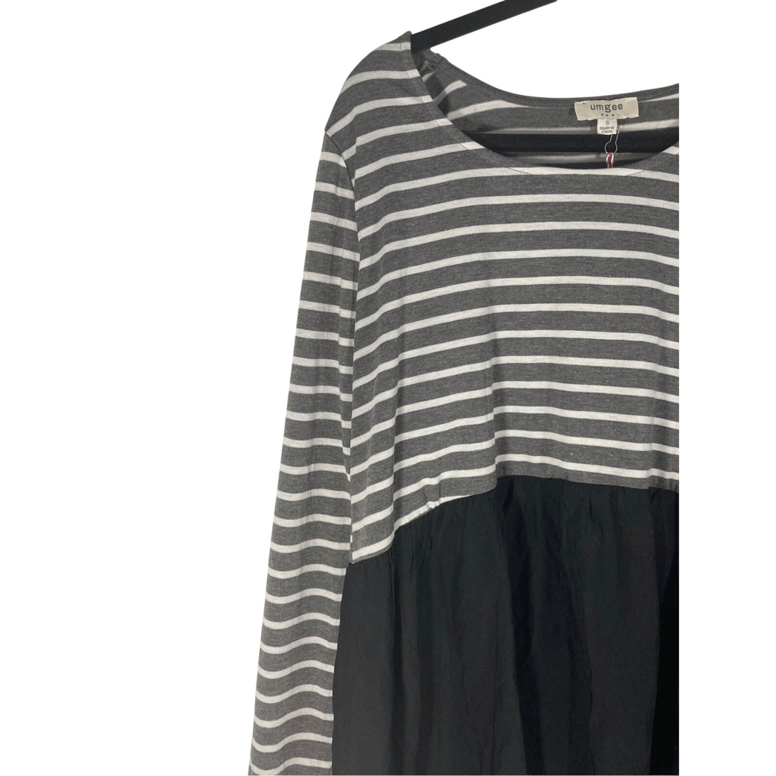 NWT Umgee Women's Small Long Sleeve Stripe Dress Minimalist Preppy Mute Stripe