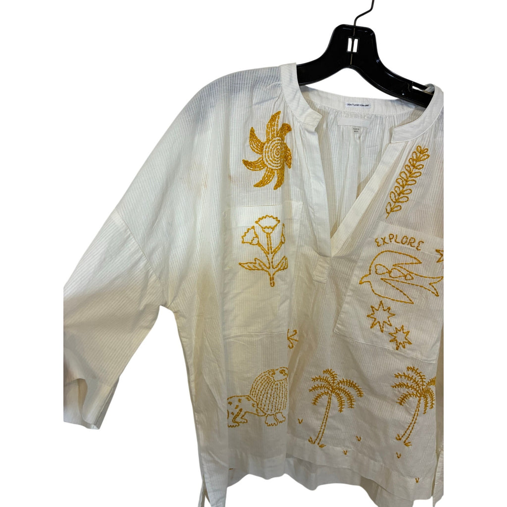 Mother The Down The Middle Popover Lion’s Den Blouse Relaxed Boho Boxy XS