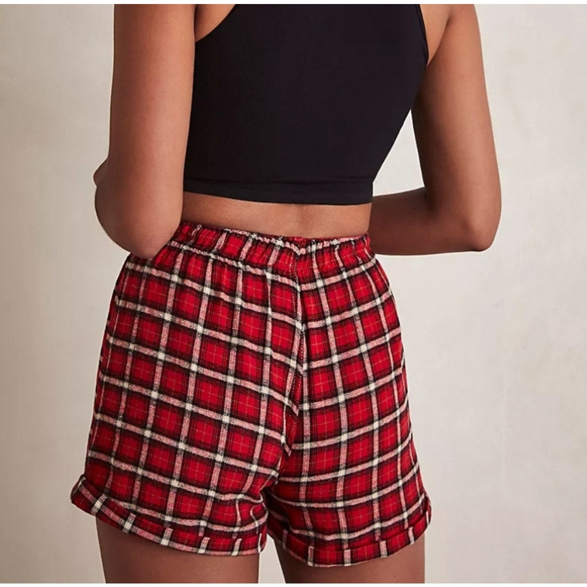 Sunday Morning Boxer Shorts Holiday Christmas Plaid XS Women's Free People