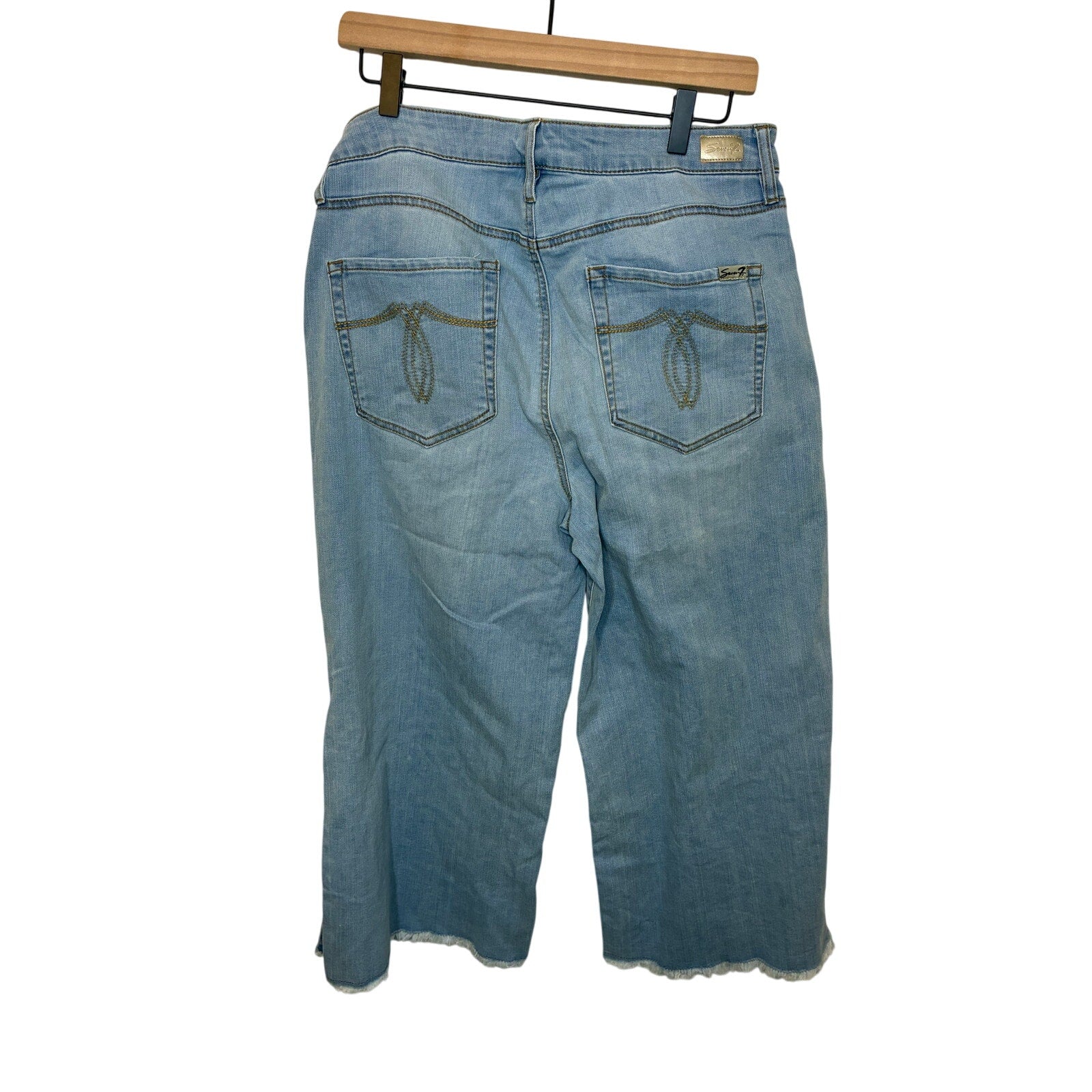 Seven7 Coulotte Release Hem Cropped Jeans Relaxed Barrel Light Wash Denimcore 12